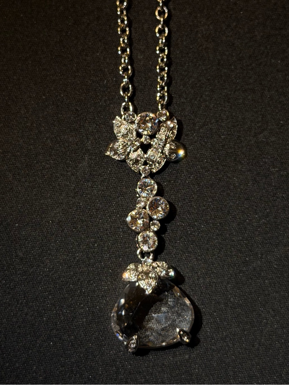 Jimmy Crystal New York Swarovski Crystal Floral Teardrop Pendant Necklace